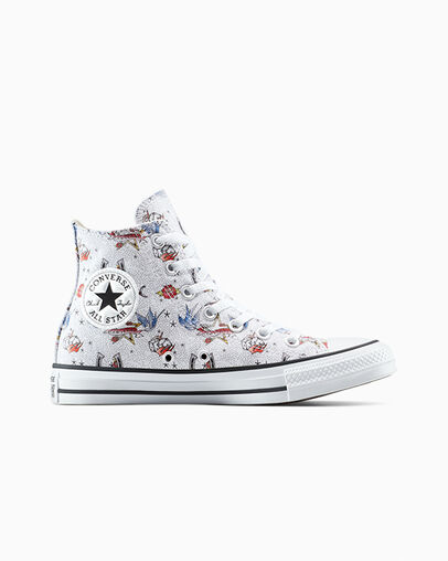 Chuck Taylor All Star Tattoos White/Black/Fire Drill, Outer Side View