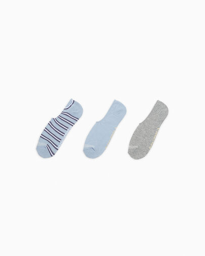 3-Pack Striped No-Show Socks Multi/Ghost/Grey, Front View