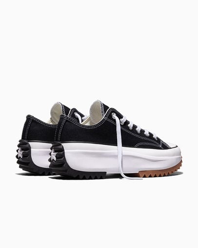 Run Star Hike Platform Canvas Black/White/Gum, Heel View