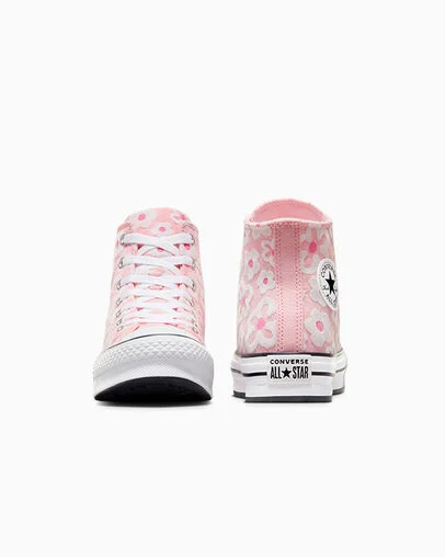 Chuck Taylor All Star Lift Platform Floral Chenille Donut Glaze/Oops Pink/White, Heel View
