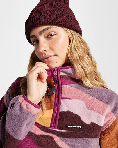 Counter Climate Polar Fleece Abstract Half-Zip Popover Phantom Violet Multi, Detail View