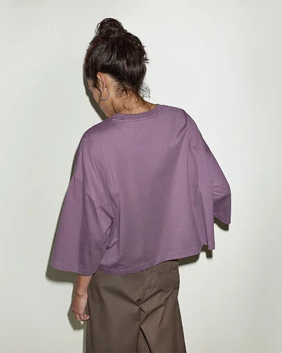 Floral Emblem Short-Sleeve Relaxed T-Shirt Hypnotic Mauve, Full Body View