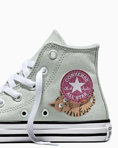 Chuck Taylor All Star Cat & Yarn Rainwashed Grey/Blackwhite, Detail Angle View