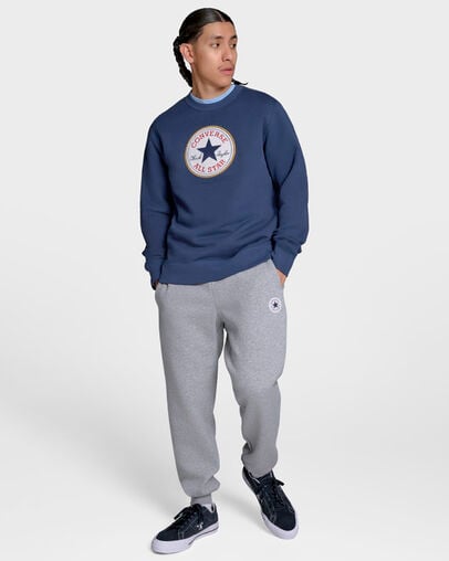 Chenille Patch Heritage Crew Neck Navy, Back View