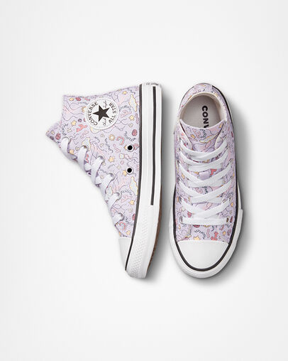 Chuck Taylor All Star Majestic Mermaids Vapor Violet/Aqua Mist/White, Top and Side View