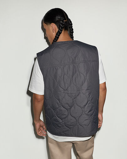 Star Patch Quilted Vest Dark Matter, Full Body View