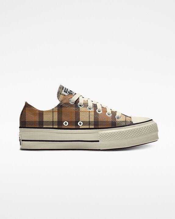brown plaid converse platform