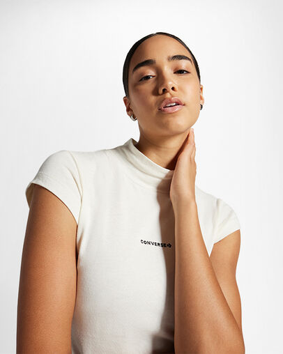Wordmark Short Sleeve Top Converse Egret, Detail View