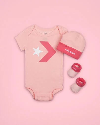 3-Piece Star Chevron Infant Set Storm Pink, Front View