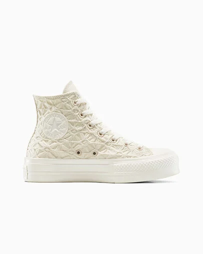 Chuck Taylor All Star Lift Platform Textured Material Light Dune/Egret/Egret, Outer Side View