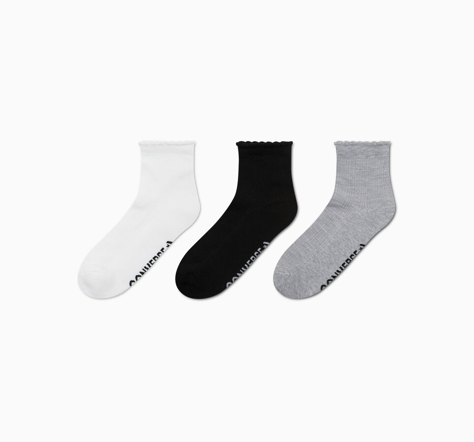 3-Pack Pointelle Ankle Socks White