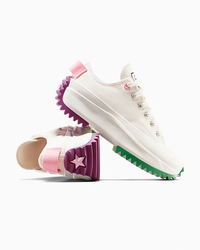 Run Star Hike Platform Color Pop Egret/Lt Jellyfish Jitter Pink/Green, Detail Angle View