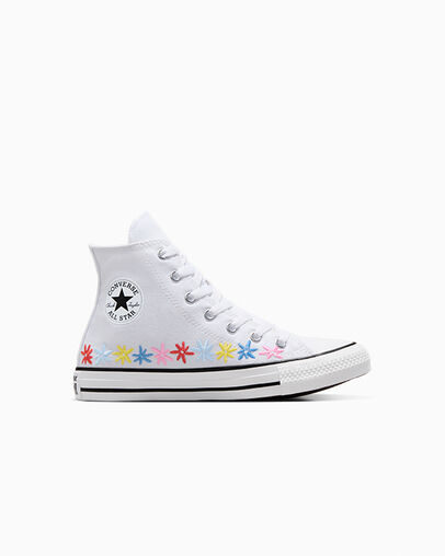 Chuck Taylor All Star Floral White/Oops Pink/True Sky, Outer Side View