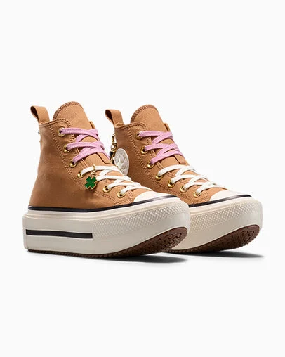 Chuck Taylor All Star Lift Double Stack Platform Charms Incensed/Egret/Cliffside Rose, Top and Side View