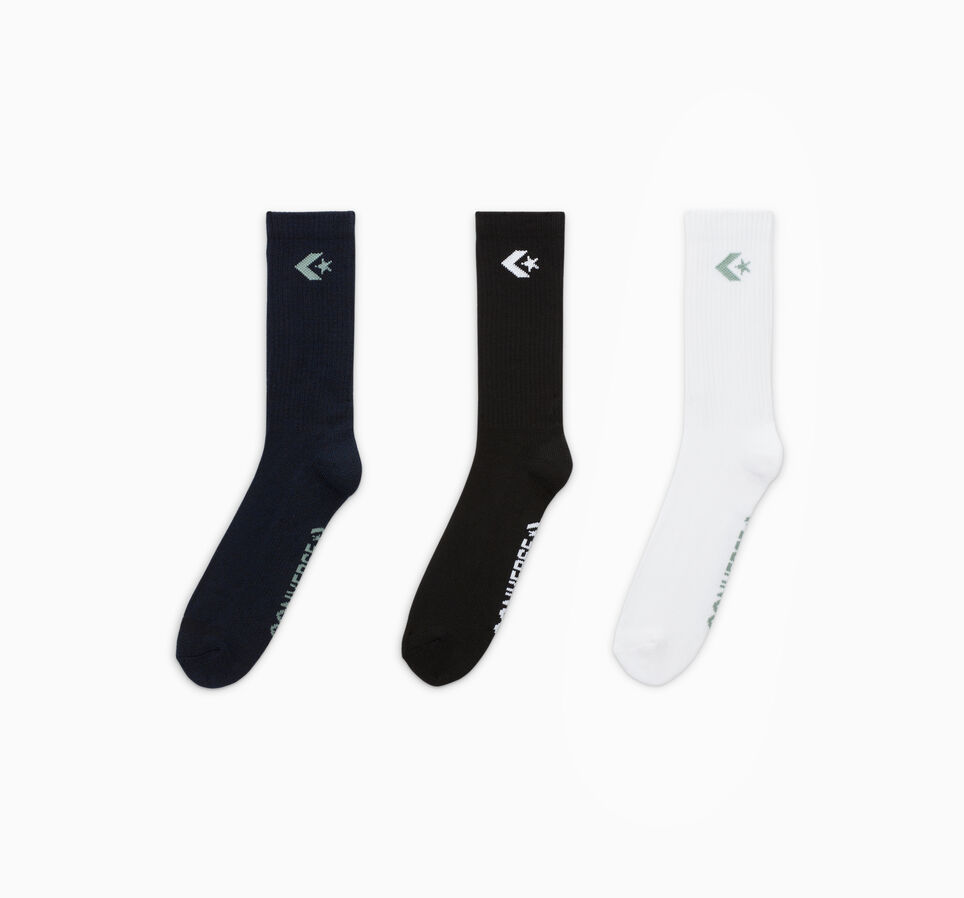3-Pack Classic Star Chevron Crew Socks Navy/Black/White