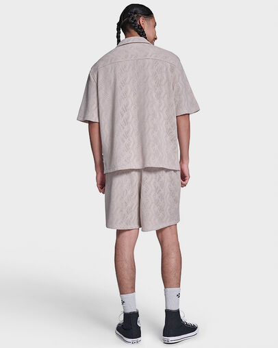 Chev Crochet Short-Sleeve Shirt Classic Ecru, Detail View