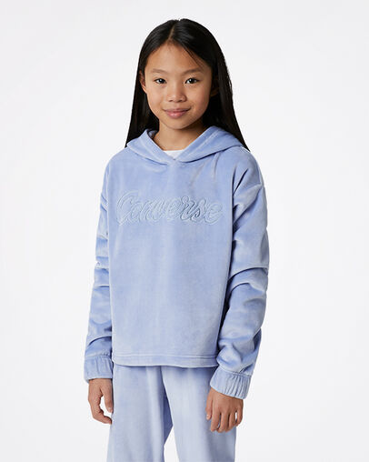 Velour Lurex Hoodie Blue Heron, Detail View