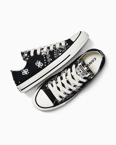 Chuck Taylor All Star Paisley Black/Egret/Black, Angled View