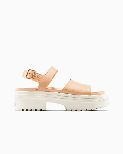 Converse Chuck Taylor All Star Lugged Heel Sandal Leather Coastal Dune/Egret/Light Gold, Outer Side View