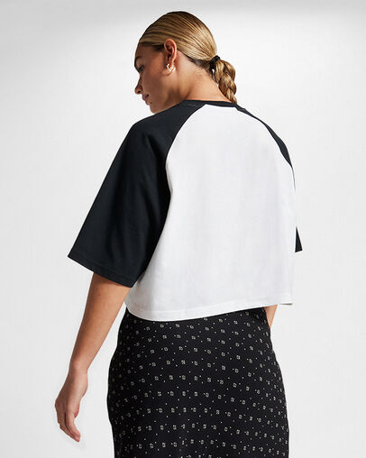 Retro Cropped T-Shirt White, Full Body View