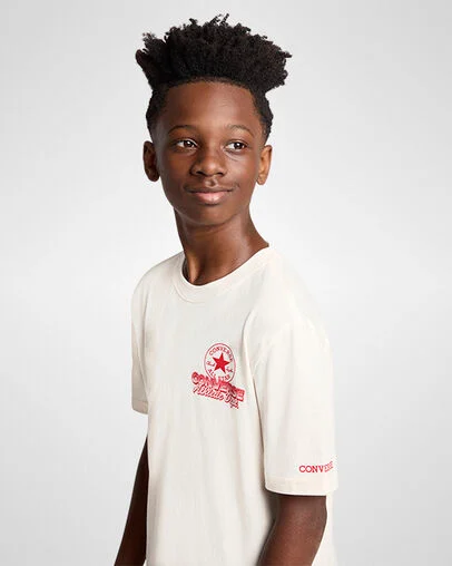 Retro Athletics Short Relaxed Sleeve T-Shirt Egret/Converse Red