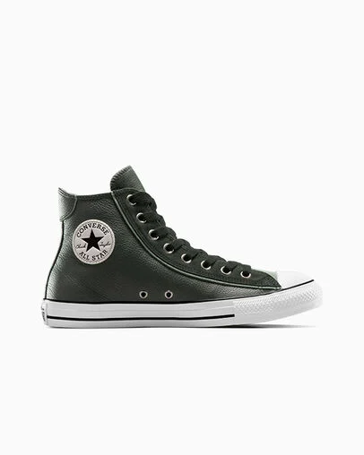 Chuck Taylor All Star Leather & Suede (Wide Width) Dense Canopy/Egret/Black, Outer Side View