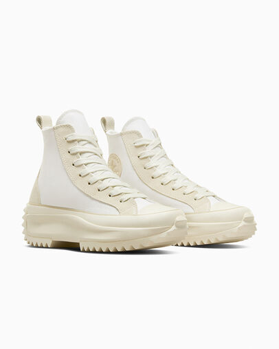 Run Star Hike Platform Canvas & Suede White/Vaporous Gray/Light Gold, Top and Side View