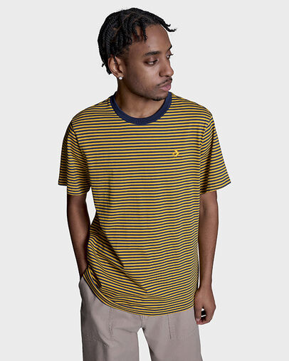 Feeder Stripe T-Shirt Navy/Yellow, Back View