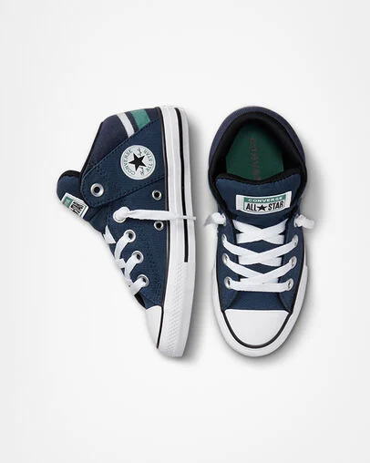 Chuck Taylor All Star Axel Varsity Club Navy/White/Algae Coast, Top and Side View