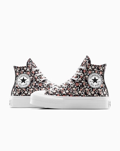 Chuck Taylor All Star Lift Platform Petite Petals Total Eclipse/White, Detail Angle View