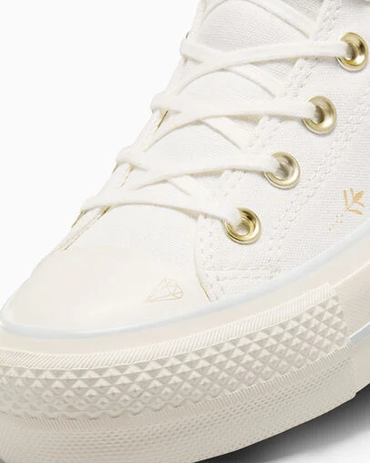 Chuck Taylor All Star Lift Platform Tiny Tattoos Vintage White/Cocoon Blue, Detail Angle View