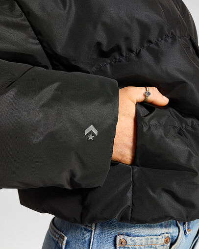 Short Super Puffer Jacket Converse Black, Detail View