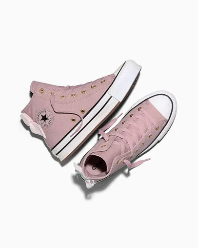 Chuck Taylor All Star EVA Lift Platform Velvet Bows Petal Pit/Black/White, Angled View