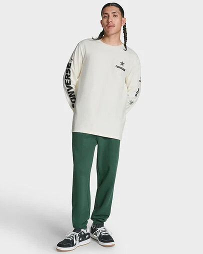 Logo Run Long Sleeve T-Shirt Egret, Front View