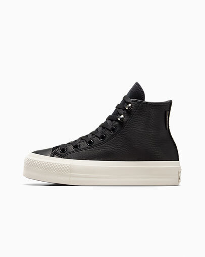 Chuck Taylor All Star Lift Platform Water Repellent Leather Black/Black/Egret, Inner Side View