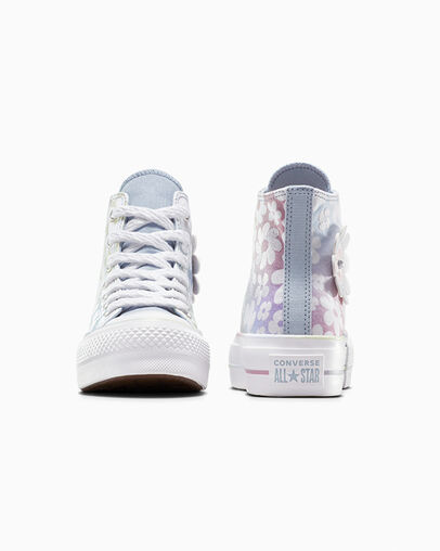 Chuck Taylor All Star Lift Platform Gradient Flowers Wet Stone/Orchid Dust, Heel View