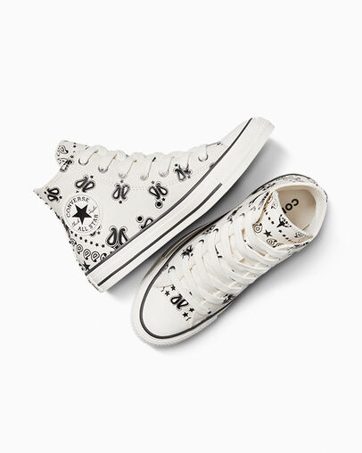 Chuck Taylor All Star Paisley Egret/Black/Egret, Angled View