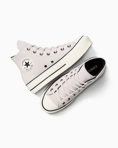 Chuck Taylor All Star Lift Platform Suede Bone Cold/Egret/Black, Angled View