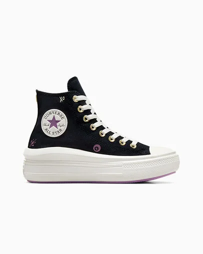 Chuck Taylor All Star Move Platform Tiny Tattoos Black/Dreamy Dahlia/Egret, Outer Side View