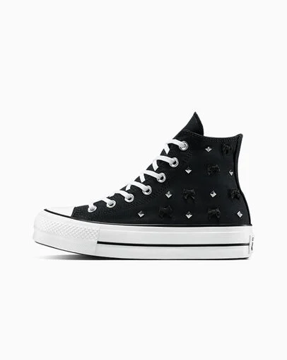 Chuck Taylor All Star Lift Platform Bows & Studs Black/Silver/White, Inner Side View