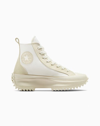 Run Star Hike Platform Canvas & Suede White/Vaporous Gray/Light Gold, Outer Side View