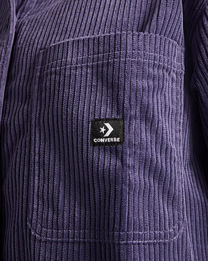 Corduroy Button Down Shirt Shadow Purple, Detail View