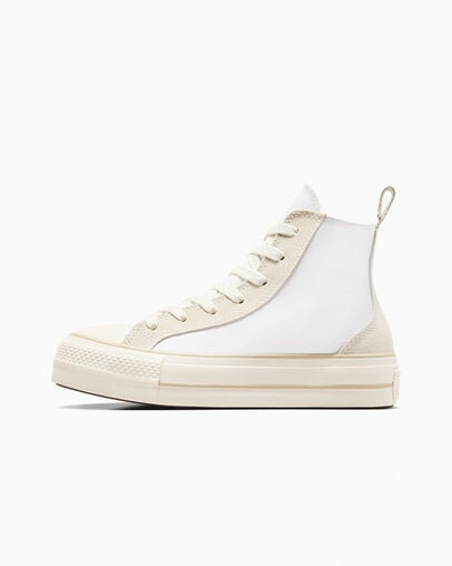Chuck Taylor All Star Lift Platform Canvas & Suede White/Vaporous Gray/Light Gold, Inner Side View
