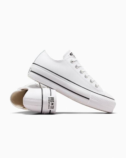 Chuck Taylor All Star Lift Platform Leather White/Black/White, Detail Angle View