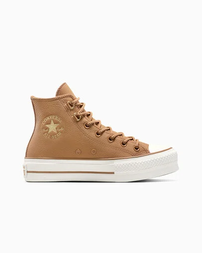 Chuck Taylor All Star Lift Platform Glam Leather Incensed/Egret/Gold, Outer Side View