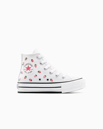 Chuck Taylor All Star EVA Lift Platform Embroidered Strawberries White/Soft Red/Watermelon Pink, Outer Side View