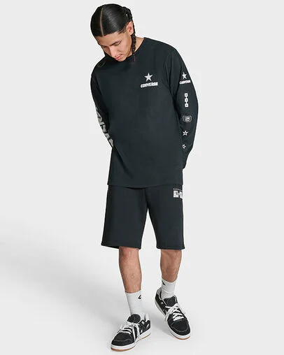 Logo Run Long Sleeve T-Shirt Black, Back View