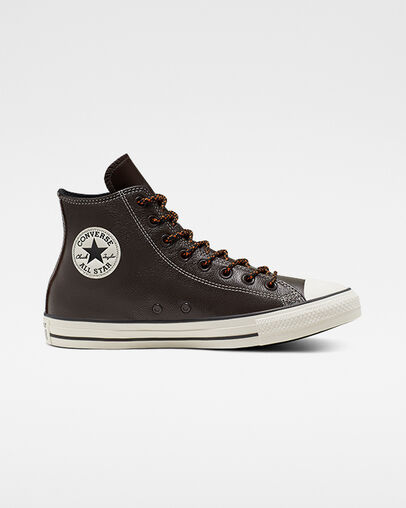 Tumbled Leather Chuck Taylor All Star Velvet Brown/Campfire Orange/E