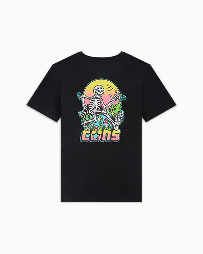 CONS Skeleton Sunrise T-Shirt Converse Black, Back View