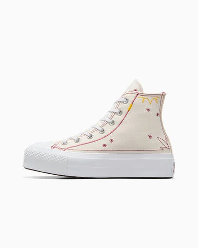 Chuck Taylor All Star Lift Platform Western Stitch Egret/Astrodust/Yellow, Inner Side View